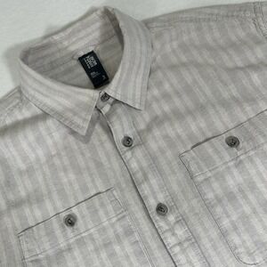 Mountain Hardware Mens Large Gray Striped Hemp Button Up‎ Short Sleeve Shirt